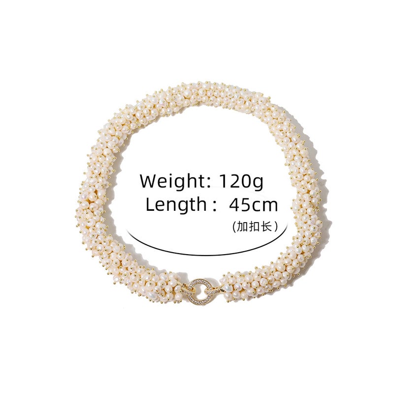 Natural Freshwater Pearl Caterpillar Necklace Niche Simple Necklace High-End Handmade Fashion Commuter Women - Image 1